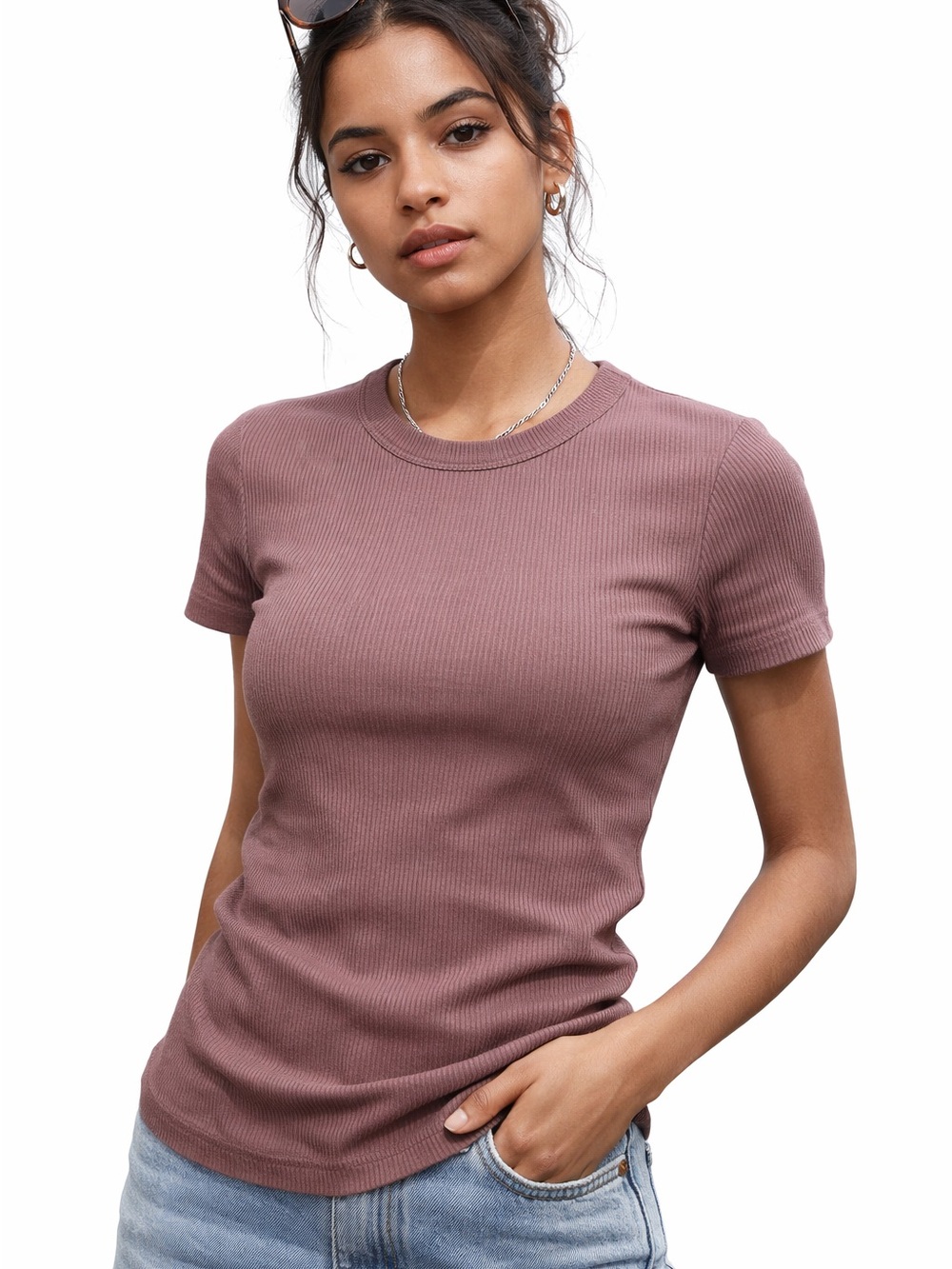 Brown snug fit top